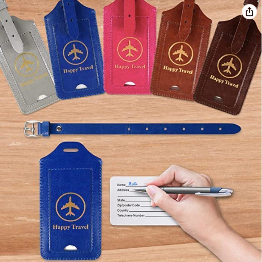 ✈️ ☁️ Luggage Tags 2 Pack, Tags Identifiers, Cute Cruise ID Labels _ BLUE 🚤